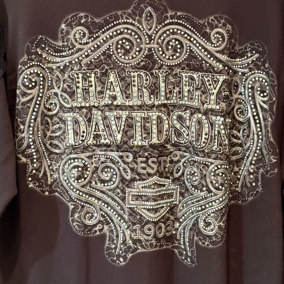 LADIES HARLEY DAVIDSON OPEN CARDIGAN WITH LOTS OF BLING - Picture 4 of 6